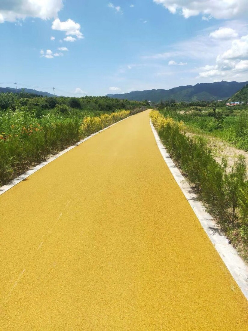 黄色景区道路成品效果